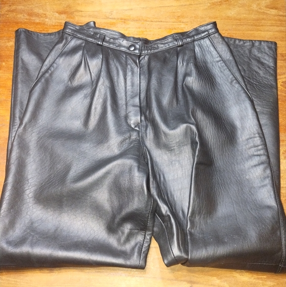 Old Mill Pants - Black Genuine Leather Pants, Old Mill High Quality 15-Inch Waist 32-Inch Inseam